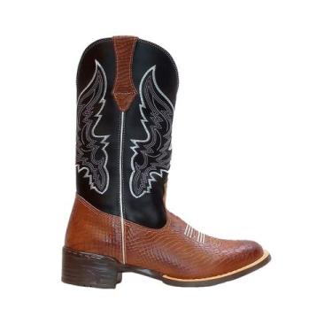 Imagem de Bota Texana Masculina Anaconda Premium Couro Castor e Preto - Lavithi,