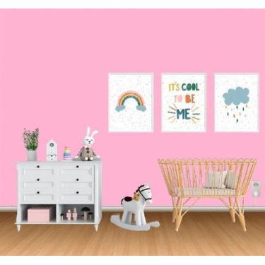 Imagem de Papel Adesivo Lavável Rosa Liso Acetinado Resistente Revestimento de M