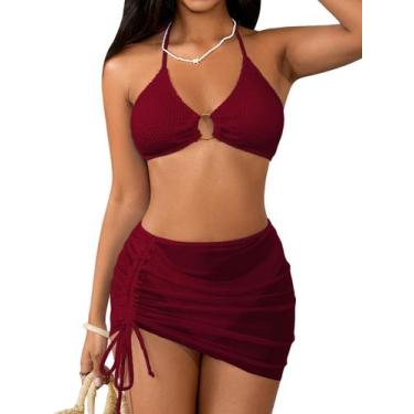 Imagem de Conjunto de biquíni MakeMechic feminino Halter Ring tamanho P