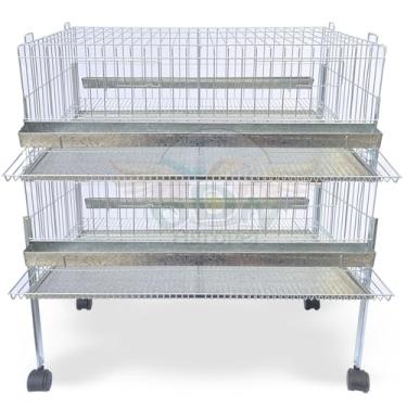 Imagem de Kit 2 Gaiola Codorna Gigante Postura Viveiro Bandeja 40 Aves Poedeira Bateria (COM BASE)