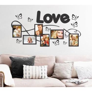 Imagem de Adesivo Decorativo de Sala, Quarto, Porta Retrato Love e Borboletas - 