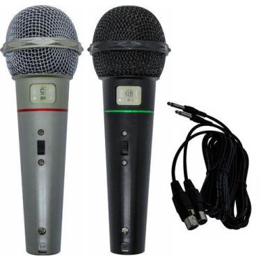 Imagem de 2 X Microfone Dinâmico Com Fio P/ Karaoke Cabo 3m Pro Nfe - CSR