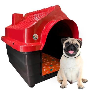 Imagem de Casinha Casa Plástica Cachorro Caes Número 3 Mec + Colchão - Mec Pet, 