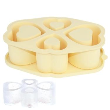 Imagem de RUIAN Bandejas de gelo de 850 g para copo Stanley, bandeja de gelo de silicone com tampa para coquetéis gelados, uísque, bebidas, café, máquina de gelo fácil de encher e liberar (amarelo)