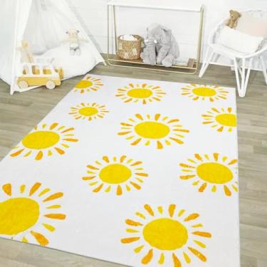 Imagem de USTIDE Sun Kids Tapete 4x6 Grande Boho para Quarto Interior Lavável à Máquina Tapete Tapete Antiderrapante Creme Tapete Macio para Quarto de Bebé para Sala de Jogos