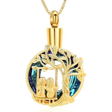 Imagem de Yinplsmemory Joias de cremação para cinzas para irmãs árvore da vida urna colar para cinzas para mulheres joias de lembrança de cinzas, Aço inoxidável, Sem Pedra Preciosa