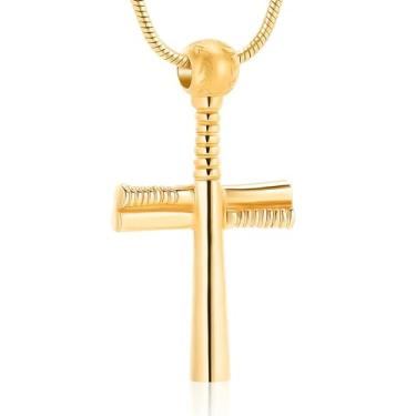 Imagem de AIWENXI Colar com pingente de urnas de cremação Cross Memorial, estilo retrô, aço inoxidável, com pingente de cinza humana, joia medalhão para homens e mulheres, Aço inoxidável, Sem Pedra Preciosa