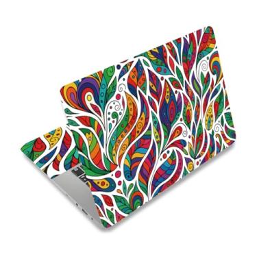 Imagem de PLIGREAT Adesivo de película de laptop de folhas coloridas reutilizável para netbook adesivo de vinil para PC, notebook, laptops, capa de teclado universal 30.5 cm 33.0 cm 33.8 cm 35.6 cm 35.6 cm 15
