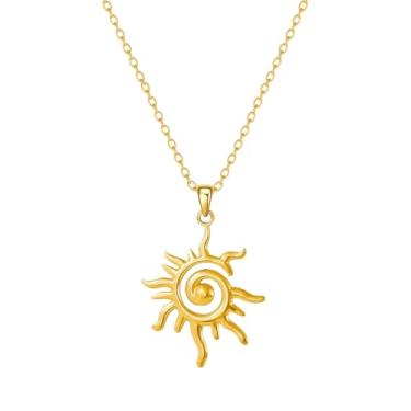 Imagem de Rnivida Colar de girassol para mulheres, joia de sol banhada a ouro 14K para ela, Medium, Latão, Sem Pedra Preciosa