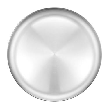 Imagem de Ioensy Prato de jantar de aço inoxidável, lavável na máquina de lavar louças, prato de acampamento polido, de servir para sobremesa, frutas, pizza, biscoitos, 33 Cm