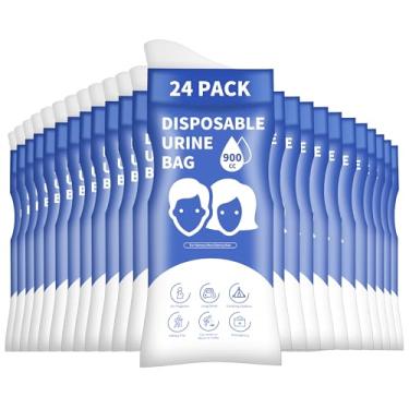 Imagem de YIGOYIHU Sacos de urina descartáveis, 24 peças de sacos de urina para viagens para mulheres e homens, bolsa portátil para mictório de emergência de 900 ml, ótima para acampamento, caminhada, viagem