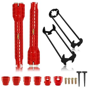 Imagem de Rmannke Chave multifuncional para pia de pia de cozinha, porca de remoção de banheira de drenagem de cozinha, encanador, 8 em 1 e 14 em 1, chave sextavada de quatro mandíbulas, para instalação de