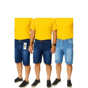 Imagem de kit 3 Bermuda Masculina Jeans Elastano - MVA Jeans, Azul, 40