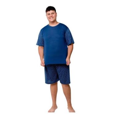 Imagem de Pijama Masculino Plus Size de Verão Manga Curta e Shorts - DIONES, Mar
