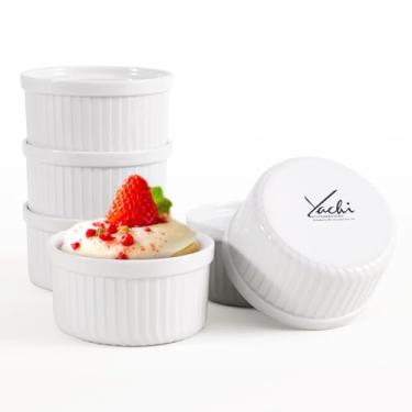 Imagem de Yachi Ramekins White, conjunto de 6 utensílios de cerâmica de 170 g para molhos de suflê, molho de cebola, bolo de lava, creme brulee, pudim, mini pudim, pudim, cofre no forno