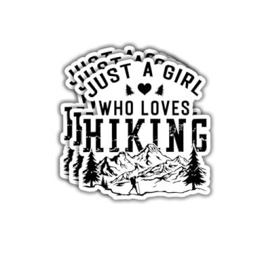 Imagem de (3 peças) Adesivo de vinil inspirador Just A Girl Who Loves Hiking Quotes Outdoor Nature Adventure Camping Lovers para Tumbler Laptop Kindle Garrafas de água Livros Telefone - Tamanho 3x2,8