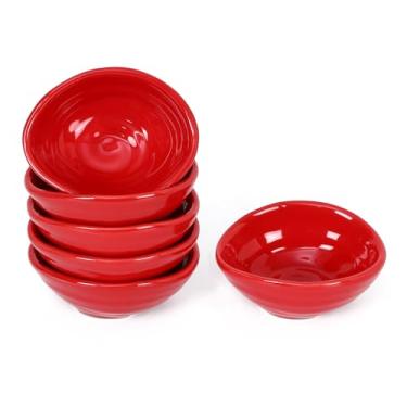 Imagem de vicrays Tigelas de molho de cerâmica – Pequenas xícaras de charcutaria para cozinhar condimento prato de óleo mini pratos de tapas para soja sushi salsas wasabi aperitivo sobremesa - conjunto de 6