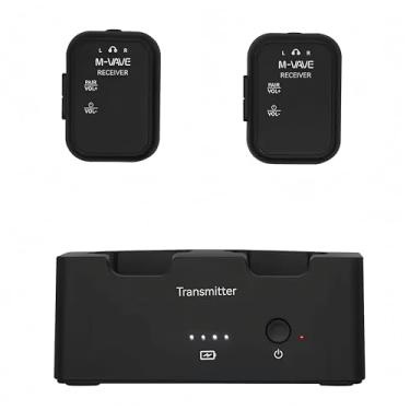 Imagem de M-VAVE VEDO Sistema de Monitoração Auricular Sem Fio WP-12: 1 Transmissor + 2 Receptores com Áudio 24bit/48KHz, Alcance 30m e 24h Bateria - Ideal para Shows, Igrejas e Podcasts no Brasil
