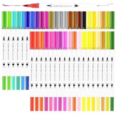 Imagem de Kit Canetas Coloridas Ponta Dupla (Brush Pen + Fina) – Marcadores Artísticos para Desenho, Lettering, Caligrafia, Pintura e Colorir com Precisão – Canetinhas Criativas para Arte e Detalhes Finos (24)