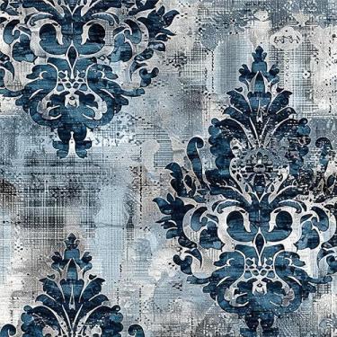 Imagem de Yzogbry Tinta vintage azul marinho damasco flor descascar e colar papel de parede decoração de parede autoadesivo papel de parede adesivo em contato fácil de remover para apartamento locatário