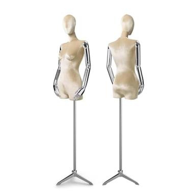 Imagem de Mannequin Manequins de varejo com bases triangulares, altura ajustável de 60,62 a 78,74 pol., braço e dedos galvanizados removíveis(Brown)