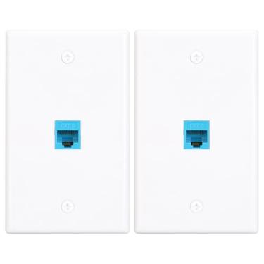 Imagem de Placa de parede Ethernet de 1 porta Cat 6 com acoplador Keystone RJ45 fêmea para fêmea conector de parede RJ45, perfeito para rede doméstica e escritório, solução de transferência de dados de fácil