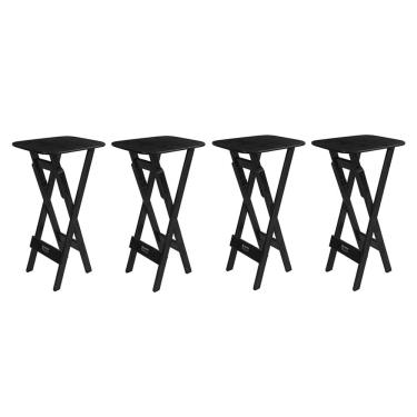 Imagem de 4 Mesas Bistrô Dobráveis 98cm Compensado Naval Pinus Preto
