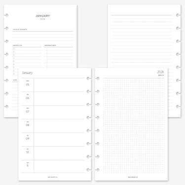 Imagem de MAY PAPER CO. 2026 Half Letter 2025 Week on Two Pages Weekly Planner Insert Agenda Refill for 8-Discs Notebook Levenger Circa Junior, Arc by Staples, TUL Junior 13 x 21 cm (semanal com grade)