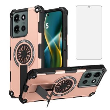 Imagem de Asuwish Capa de celular para Motorola Moto G 5G 2025 com protetor de tela de vidro temperado e suporte magnético à prova de choque Slim Hybrid Boys Cell Accessories G5G 5 G G5 mulheres homens ouro