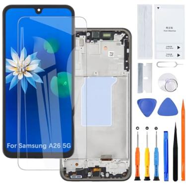 Imagem de Kit de montagem de tela LCD para Samsung A26 5G TFT A266E A266E/DS A266E/DSN (preto com moldura)