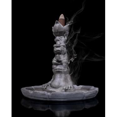 Imagem de Queimador de Incenso Cascata Sapo, Porta-Incenso Decorativo em Pla ecologico, Efeito Fumaça em Cascata, Cinza