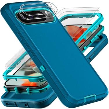 Imagem de YKHJKLEC Capa para Google Pixel 10 Pro XL, grau militar 3 em 1, resistente à prova de choque/à prova de queda/à prova de poeira, com 2 peças de protetor de tela de vidro temperado e protetor de lente