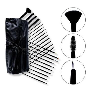 Imagem de Kit 24 Pincéis De Maquiagem Delineado Sombra Blush + Estojo - Arte Sed