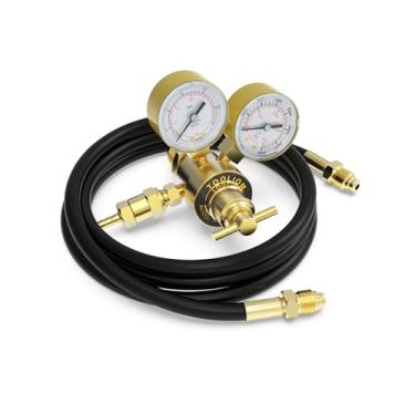 Imagem de TOOLIOM Regulador de CO2 de argônio com mangueira de 2 m, regulador de gás de soldagem para MIG e TIG, conexão de entrada CGA580, pressão de entrada de 0-4000 PSI