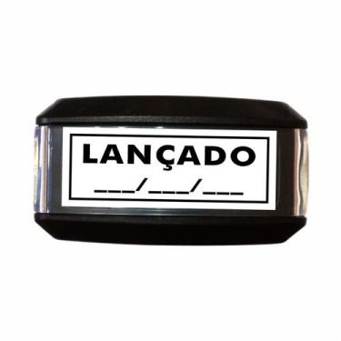 Imagem de Carimbo Automatico Autoentintado LANÇADO com Campo para Data e Borda N