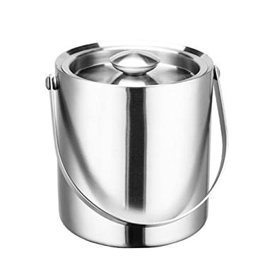 Imagem de Balde de gelo para festas Balde de gelo de aço inoxidável de camada dupla para festa Balde de lanche com alça balde de cerveja balde de gelo doméstico selado com tampa recipiente de gelo balde de