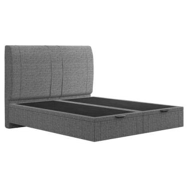 Imagem de Cama King Baú Flutuante Com Cabeceira 195cm Spazio S04 Linho Cinza - L