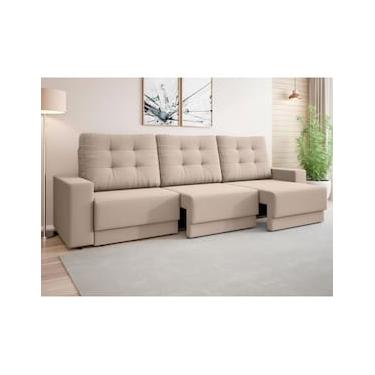 Imagem de Sofá Retrátil 4 Lugares DDS Boston 230cm Velosuede Encosto Reclinável Braço Removível