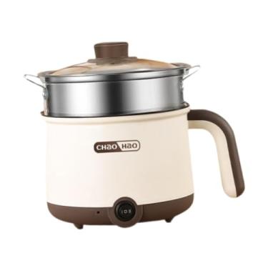 Imagem de Baoblaze Panela elétrica pequena antiaderente com alça, panela elétrica multifuncional para macarrão, ensopados, mingau, macarrão de arroz, com Vaporizador de aço