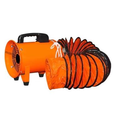 Imagem de HUIZHITENGDA Ventiladores de fluxo axial móvel de 12 polegadas, ventilador de cilindros industriais 2800r/min com mangueira de 5m de duto adequada para porões e oficinas de fábrica (550W)