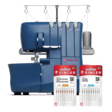 Imagem de Kit Máquina de Costura Overloque S0235 Azul e Blisters de Agulhas - Si