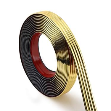 Imagem de Soengsau Acabamento dourado brilhante para moldagem de parede, 400 cm C x 0,79 cm (L) Protetores de canto destacáveis e colados, proteção e decoração para bancadas, armários de móveis e mesas