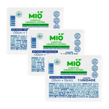 Imagem de Kit 3 Curativo Cirúrgico Mió Estéril 10cm X 15cm com 1 Unidade