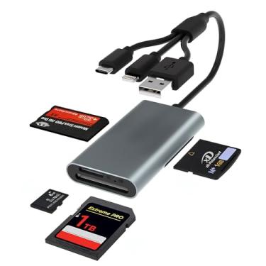 Imagem de Leitor adaptador Memory Stick Pro Duo – Leitor de cartão SD/TF/MS/CF/XD 4 em 3 em 3 para dispositivo USB-C/Lightning/USB, adaptador de cartão multiSD XD para iPhone 16/15/14/Pad/PC/Android/iOS/Sony
