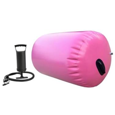 Imagem de KiBcsLic Tapete inflável para ginástica, rolo de ar, treino de flexão para trás, equipamento de ginástica portátil multifuncional para uso doméstico, Rosa Vermelha