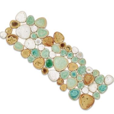 Imagem de Hominter Azulejo de porcelana turquesa creme e bege mosaico à prova d'água para cozinha banheiro backsplash piscina azulejo chuveiro piso e parede (amostra 3x12)