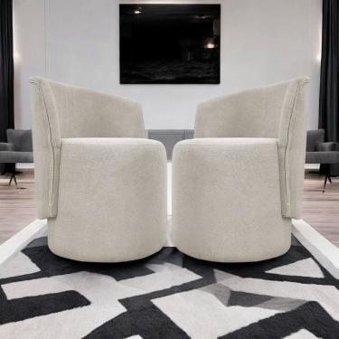 Imagem de Kit 2 Poltronas Decorativa Luxo Para Sala Recepção Escritório Aura Bouclé Premium
