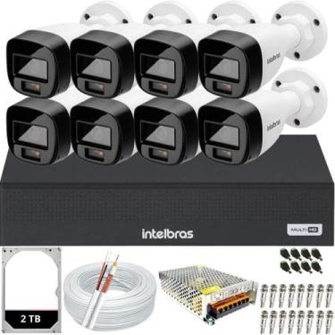 Imagem de Kit Intelbras 8 Câmeras Vhd 1220b Full Color 1080p Dvr 3108c hd 2TB Co