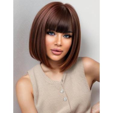 Imagem de Peruca Getshow Brown Bob para mulheres com franja 30cm
