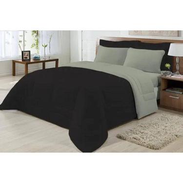 Imagem de Edredom Casal Malha 100% Alg Antialérgico Preto E Cinza